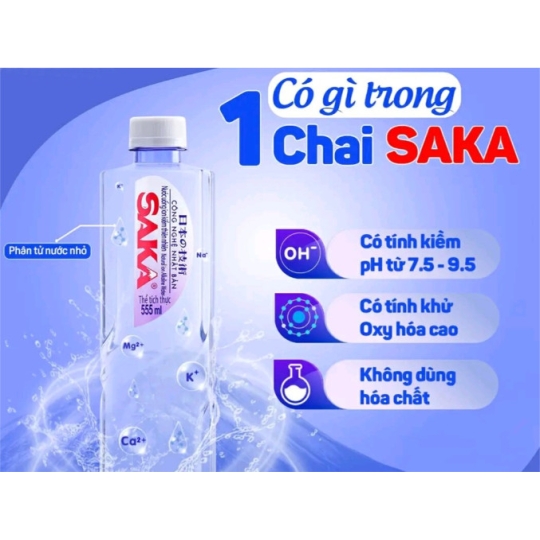 Nước ion Kiềm Saka 555ml